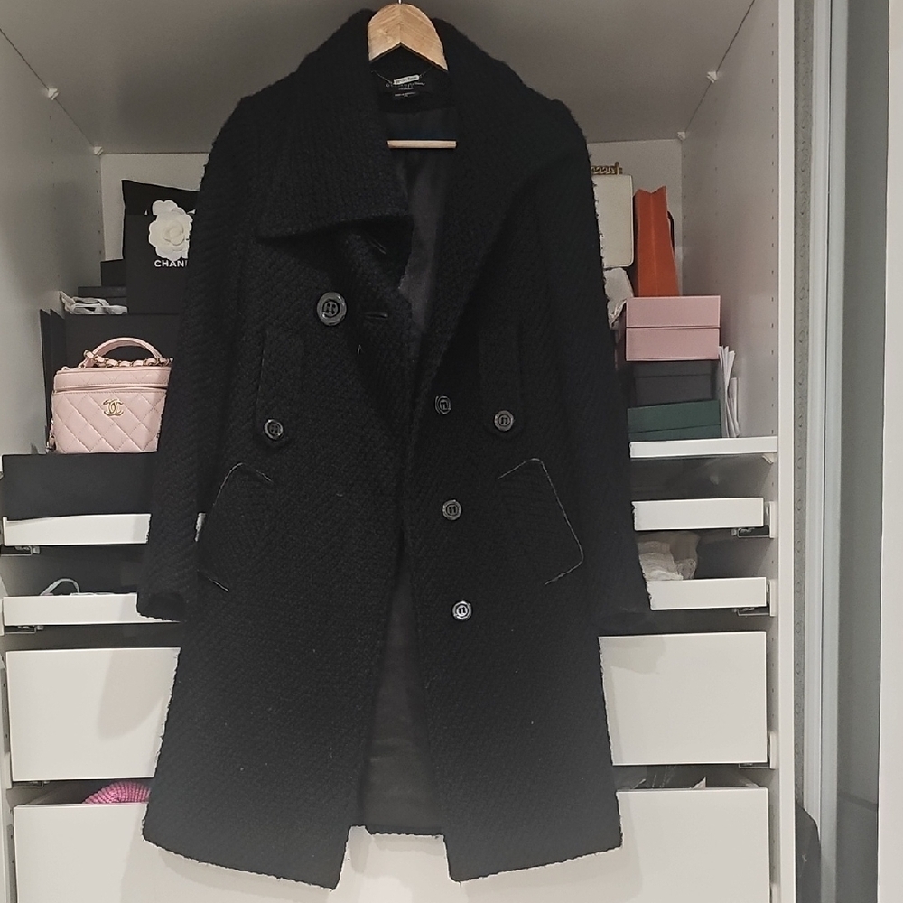 Guess by Marciano Black Pea Coat Double-Breasted